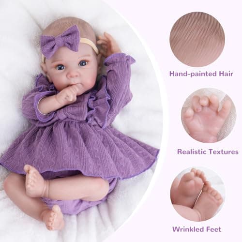 Milidool Lifelike Reborn Baby Dolls Girl - 20 Inch Realistic Newborn Real Life Baby Doll with Poseable Body, Feeding Kit Included, Ideal for 3+ Year Old Girls Gifts, Birthday, Pretend Play, Collection - Thumbnail 6