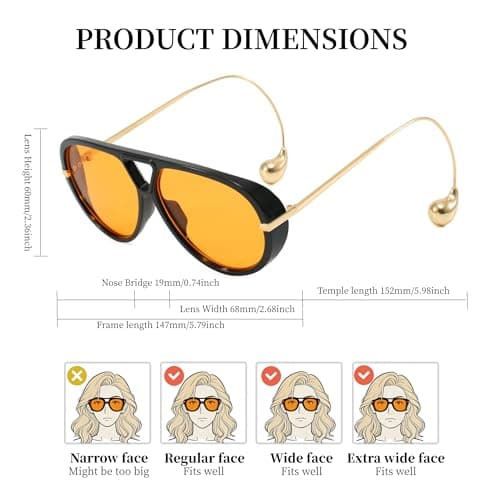 BOBUXLIIN Oversized Womens Aviator Sunglasses Retro Big Large Sunglasses for Women UV Protection Trendy Ladies Shades 2025 - Thumbnail 5