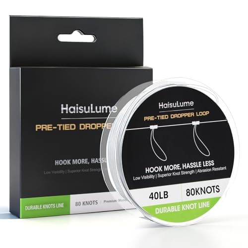 40LB Pre-Tied Dropper Loop Knots Fishing Line, 80 Knots Monofilament Leader with 5.5" Loop Diameter & 18" Spacing, Saltwater & Freshwater Fishing Knots Line for Sea Bass, Snapper, Cod - Image 1