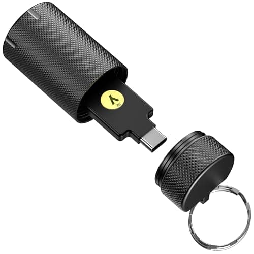 NOPKEY YubiKey Case for 5C NFC & 5 NFC, Metal Hard Shell Keychain Case, Waterproof & Shockproof, EVA Lined (Black) - Image 1