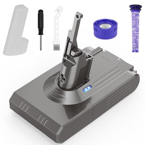 OYLIETORA 9000mAh Battery Replacement Compatible with Dyson V-8 Battery 21.6V - Compatible with Animal/Absolute/Motorhead/Fluffy/SV-10 Vacuum Cleaner with 2 Filters + Cleaning Brush + Screwdriver