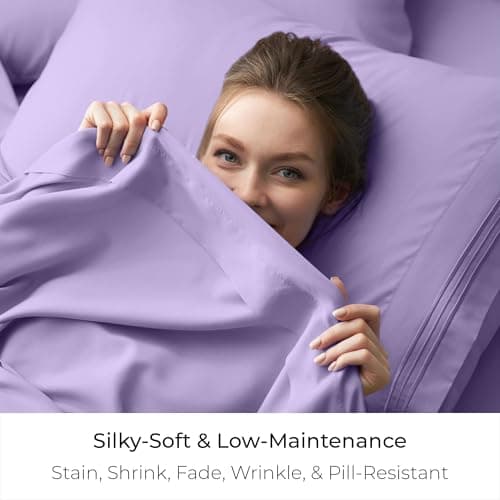 Mellanni Twin Size Flat Sheet - Iconic Collection Bedding - Hotel Luxury, Extra Soft, Cooling - Wrinkle, Fade, Stain Resistant - 1 Flat Sheet Only (Twin, Violet) - Thumbnail 5