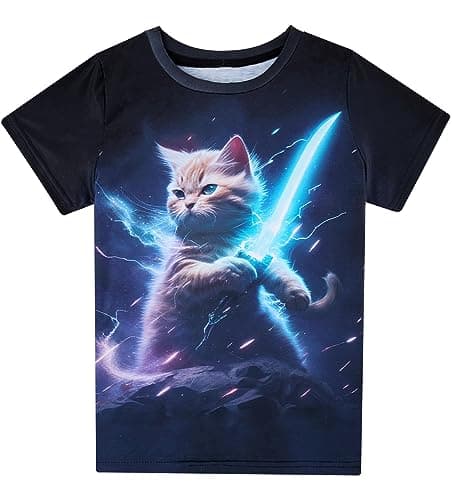Funnycokid Kids Shirts Boys Girls Size 14-16 Graphic Tee Short Sleeve Tee Cool T-Shirt 15-16 Years Casual Summer - Image 1