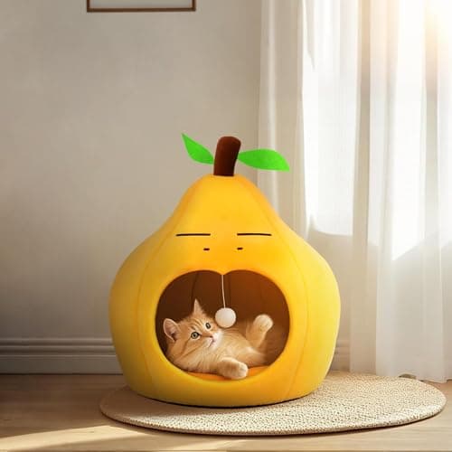 MOYMO Cute Cat Beds for Indoor Cats, Small Dog Beds, Soft Washable Pet Beds for Kitten and Puppy, Funny Pear Cat Cave, 19 Inches - Thumbnail 4