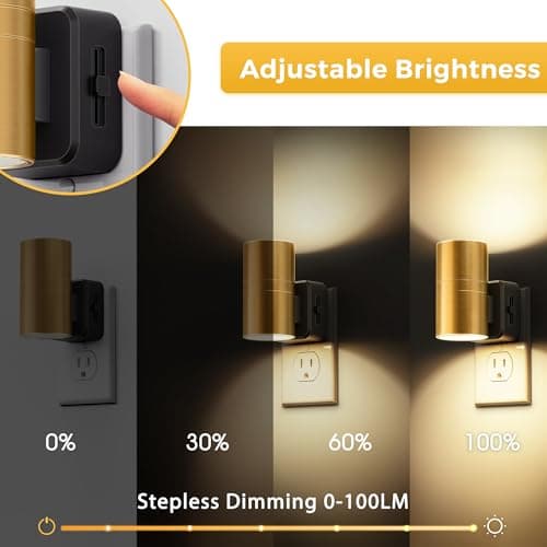 L LOHAS LED Night Light,Dimmable Night Lights Plug into Wall, 2 Pack Automatic Nightlight with Light Sensor, 3000K Soft White 0-100LM Modern Nightlight for Kids Bedroom Hallway - Thumbnail 3