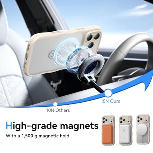 XWZ for iPhone 17 Pro Max Case for Women Girls with Stand,【Compatible with MagSafe】,【Camera Control】,【Full Camera Protection】, Cute Wave Magnetic Phone Case for iPhone 17 Pro Max,Stone - Thumbnail 5