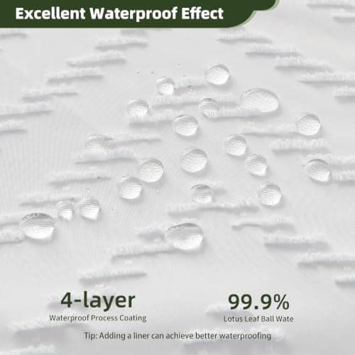 Siiluminisoy White Shower Curtain Fabric Boho Shower Curtain Cloth Textured Tufted Chevron Elegant Shower Curtains Waterproof for Bathroom 72" x 72" - Thumbnail 3
