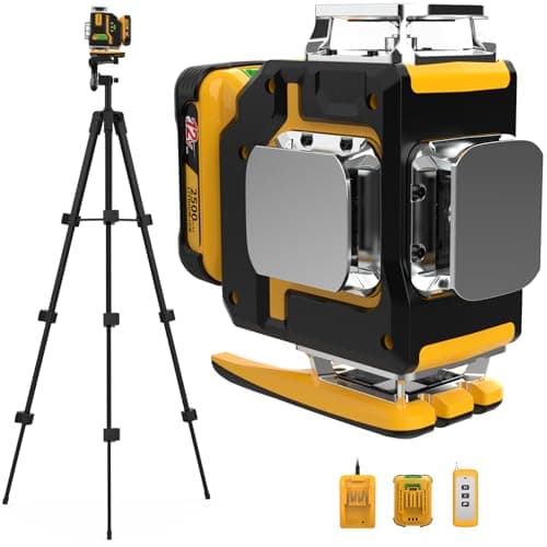 Laser Level 360 Self Leveling with Tripod,DEGLASERS 4x360 Green Laser Level with 12V Rechargeable 2Pcs Battery(40 Hrs),Remote Control, for Picture Hanging, Tile, Construction, Indoor - Image 1