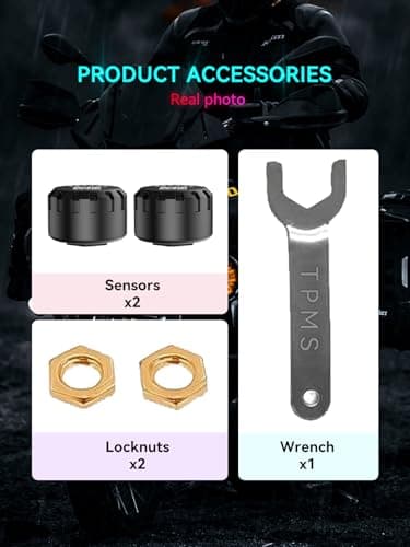 Hyphoon Motorcycle Tire Pressure Monitoring System, Bluetooth TPMS for Motorcycles – Real-Time Tire Pressure & Temperature Monitor with Dual External Valve-Stem Sensors, Waterproof Wireless TPMS - Thumbnail 4