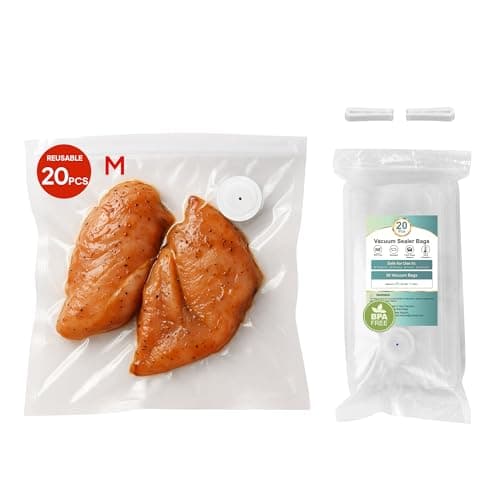 Reusable Vacuum Sealer Bags 20-Pack (Medium 10x11 in) - BPA-Free Double-Seal Leakproof | Compatible with TUITUITA & Major Sealers | Freezer/Microwave/Dishwasher Safe