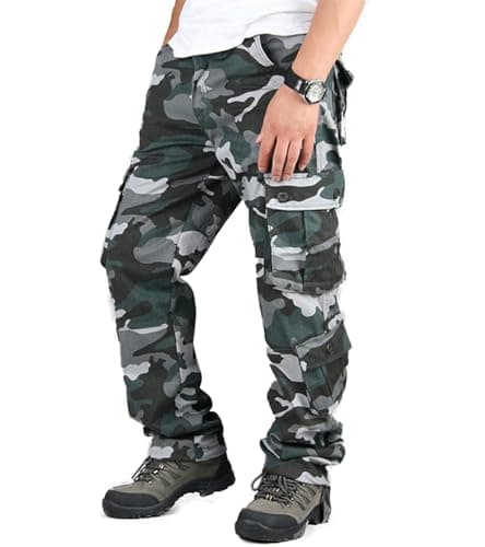 BAYAMO Mens Camo Cargo Pants Military Fatigue BDU Pant Hunting Combat Work Hiking Casual Pants with 8 Pockets (Camo Blue,34) - Image 1