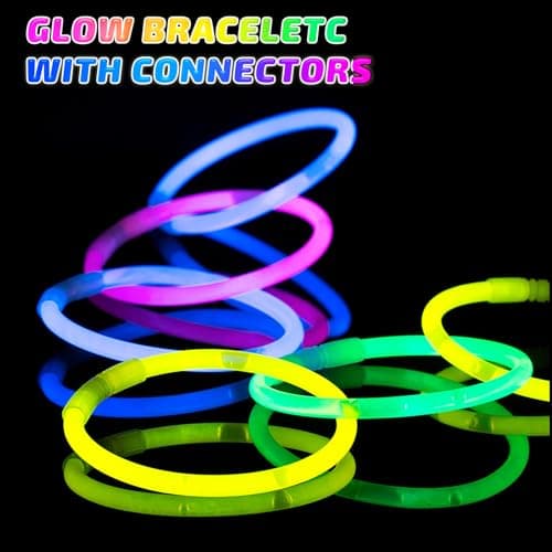 HONLYNE 500 Pcs Glow Sticks Bulk Party Pack, 8'' Glow in the Dark Party Supplies, Glow in the Dark Light Up Sticks with Connectors, Party Favors for Birthday, Concert, Raves, Halloween, Christmas - Thumbnail 4