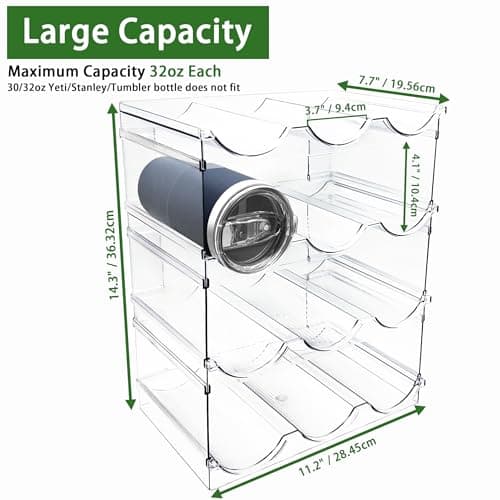 Spaclear 4 Pack Water Bottle Organizer, Stackable Kitchen Pantry Organization and Storage Shelf, Plastic Bottle Holder for Fridge Kitchen Cabinet Organizer and Storage, Tumbler Mug Cup Organizer - Thumbnail 2