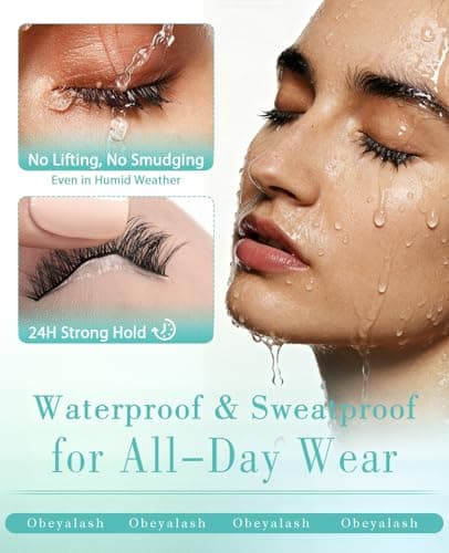 Obeyalash Self Adhesive Eyelashes Natural Look,Waterproof Preglued Lashes,Easy Strip Lashes for Beginners,No Glue Lashes Reusable Stick on Eyelashes for Daily Work & Travel (Cat Eye 12mm M879) - Thumbnail 4