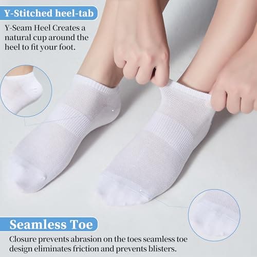 Corlap Women's Ankle Cotton Socks - No Show Low Cut Athletic Running Soft Thin White Socks 6 Pairs - Thumbnail 2