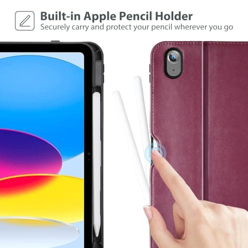 ProCase for iPad A16 11th Generation 11” 2025/iPad 10th Generation 10.9” 2022 with Pencil Holder, iPad 11/10 PU Leather Case Business Stand Cover Smart Folio with Hand Strap Front Pocket -Berrypurple - Thumbnail 4