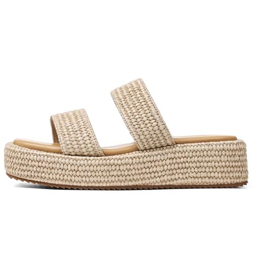EQAUDES Platform Sandals for Women 2025 Wedge Raffia -Beach, Platform, Espadrilles, Cute, Summer, Open Toe, Flatform Slides, Vacation, Dress Shoes 2025 - Image 1