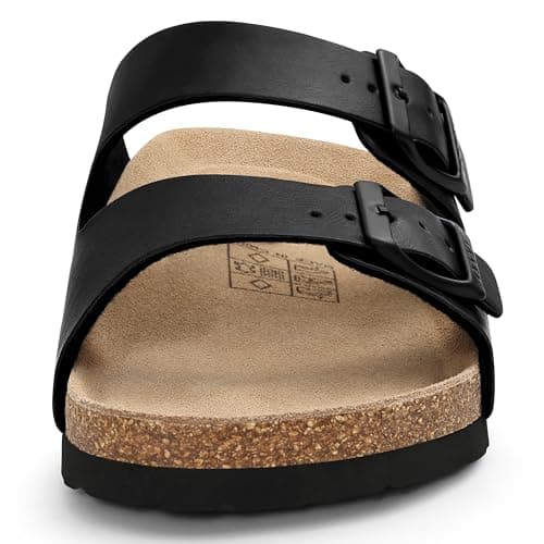 ODOLY Men's Cork Footbed Slide Sandal, Arch Support Summer Outdoor Sandals with Adjustable Buckle for Men, Black EU42 / US9 - Thumbnail 5