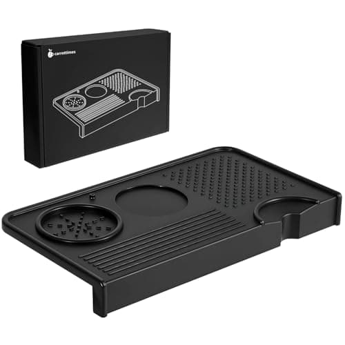 carrottimes Espresso Tamping Mat, Food Grade Silicone Coffee Tamper Mat, 10.43 Inch×5.63 Inch Portafilter Mat for Barista, 7MM Thickened Waterproof and Heat-Resistance Coffee Tamp Mat (Black) - Image 1