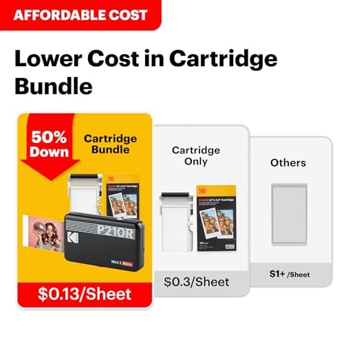 KODAK Mini 2 Retro 2x3 Portable Photo Printer, 8 Sheets, Bluetooth Smartphone Printer for iPhone & Android, Instant Color Prints, 4PASS Dye Sublimation, White - Thumbnail 2