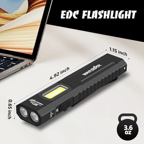 Mougcet Rechargeable EDC Flashlight, 1500 Lumens Flat Pocket Flashlight with UV Light, Magnetic Base and Pocket Clip, USB-C Portable Flash Light for Camping, Home, Emergency, Car Repair - Thumbnail 3