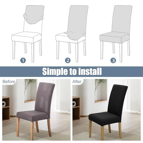 BIETYONE Chair Covers,Dining Room Chair Covers Set of 6,Stretch Kitchen Chair Cover,Washable Dining Chair Cover,Parsons Chair Slipcovers Protective,for Home,Restaurant,Banquet - Thumbnail 4