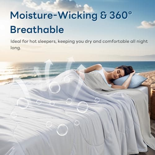 NEXHOME PRO Cooling Comforter, Twin Size, Double Sided, All Season, Silk Smooth, Breathable & Lightweight, 68"x90", Blue - Thumbnail 4