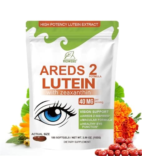 RIOWEGO AREDS 2 + Advanced Lutein and Zeaxanthin Supplement -40 mg Lutein & Zeaxanthin with Astaxanthin,Omega-3,EPA,DHA-Dietary Supplement for Eye Health Support,Vision Support-180 Softgels - Image 1