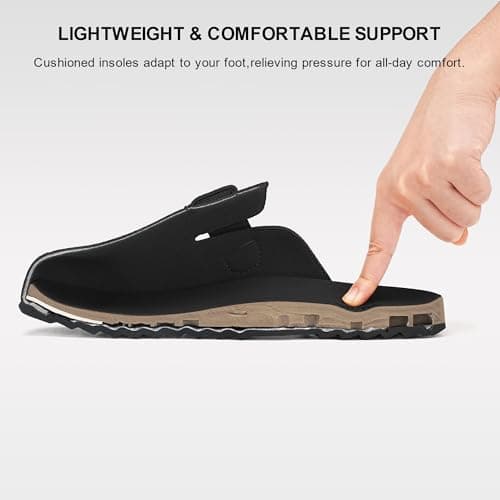Stelle Suede Clogs for Women Men Potato Shoes with Arch Support Leather Cork Footbed Mules Slip on Home Slippers(Black,11) - Thumbnail 3
