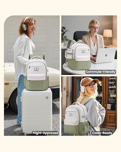 LOVEVOOK Laptop Backpack for Women Teens,College School Backpack with Tumbler Holder,15.6" Computer Bag,14 Pockets,Waterproof - Thumbnail 6