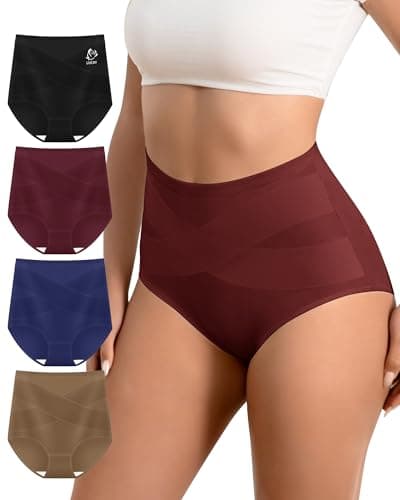 MIOTAN Women's Underwear 4 Pack Cotton High Waisted Tummy Control Ladies Panties Postpartum Compression,Multicolor,XL - Image 1