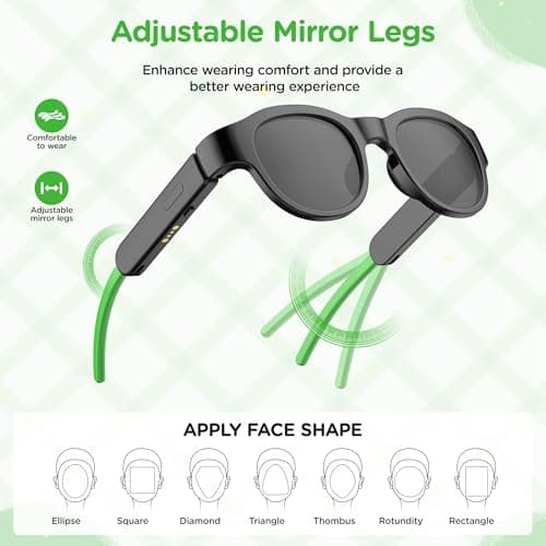 INLOOKSEEK Kids Smart Sunglasses, Open-Ear Stereo Sound, Light up Glasses, Magnetic Charging, for Kids 6-12 Years, Gifts for Boys and Girls (Black) - Thumbnail 6
