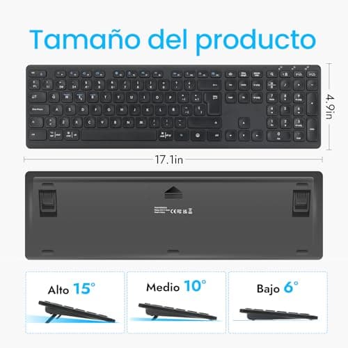 CITLLA Wireless Bluetooth Keyboard, Support Multi Device Switching, Full Size, Scissor-Switch Keys Silent Design for Computer, Laptop, MacBook and iPad - Thumbnail 6