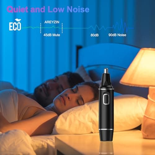 AREYZIN Nose Hair Trimmer for Men,Rechargeable Ear and Nose Trimmer,2026 Professional 2 in 1 Painless Eyebrow & Facial Hair Trimmer with IPX7 Waterproof Dual Edge Blades (Black) - Thumbnail 6