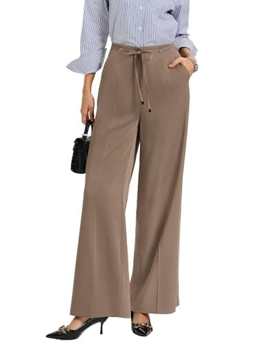 GRACE KARIN Wide Leg Pants for Women, Casual Relaxed Work Pants with Pockets 2026 Spring-27/29/ 31" Inseam Brown 2XL - Image 1