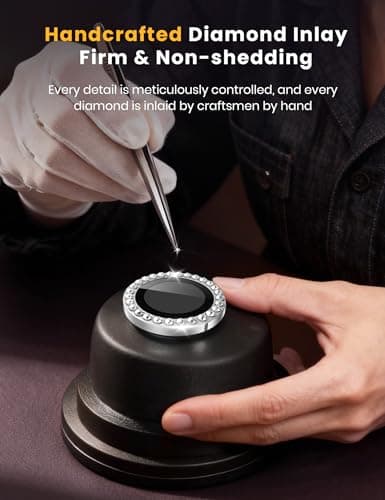 Hoerrye Bling Diamond Camera Lens Protector for iPhone 17 Pro - [1:1 Full Coverage][Strong Adsorption] 9H+ Tempered Glass Screen Protective Cover Case Friendly,Glitter Silver - Thumbnail 2