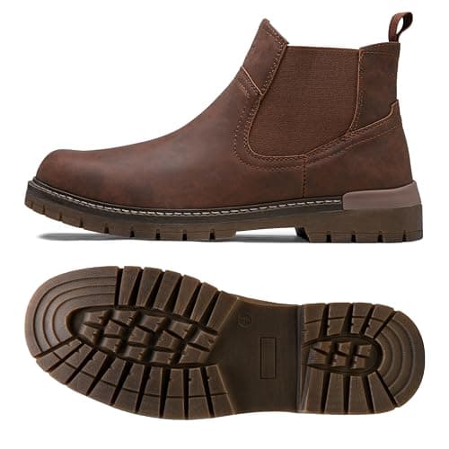 Jousen Chelsea Boots Casual Slip On Ankle Waterproof Mens Boots(AMY8119A brown 15) - Thumbnail 4