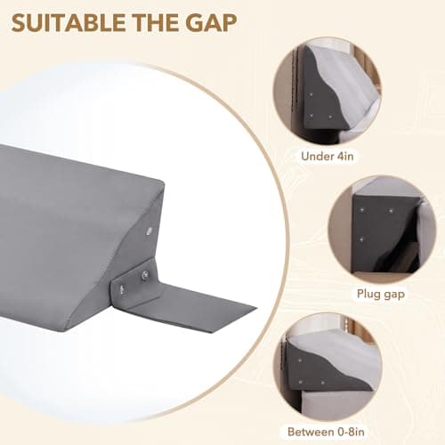 Paxato Queen Size Bed Wedge Pillow for Headboard – Mattress Gap Filler Wedge (0–8"), Close Gap Between Headboard and Mattress, Stop Pillows Falling, Wave Wedge, Large Bed Pillow, Gray (60"x10"x6") - Thumbnail 4