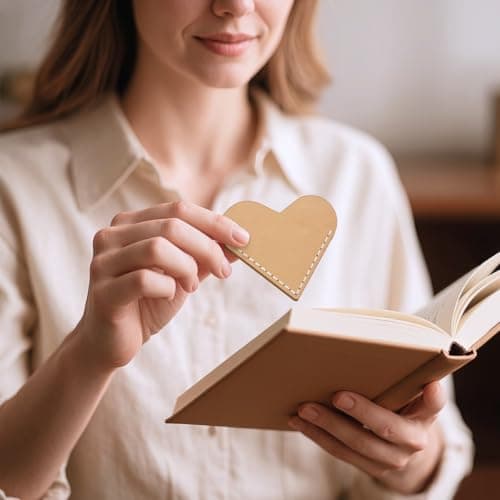 Leather Heart Bookmarks - Kinsound 6 Pieces Cute Corner Page Book Marks for Teachers Students Book Reading Lovers, for School Office Home Supplies (Heart（6pcs）) - Thumbnail 6