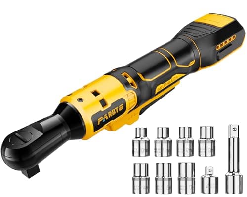 1/2 Inch Cordless Ratchet Wrench Compatible with DeWalt 20V Max Battery, 74Ft-Lbs (100N.m) High Torque, Brushless Motor, 0-400RPM Variable Speed, 7 Sockets, 1/2" to 3/8" Adapter, 3" Extension Bar - Image 1