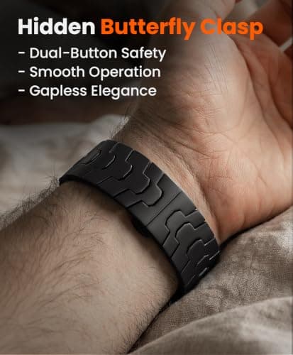 FiNESTONE AGIS02 Titanium Band for Apple Watch Ultra 3/2/1 Band 49mm & Series 11/10 46mm, Premium Adjustable Ultra Watch Band for Men with Butterfly Clasp, Durable and Lightweight iWatch Strap, Valentine Gifts for Men, Black - Thumbnail 6