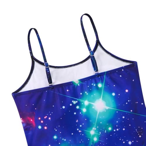 Purple Galaxy One Piece Swimsuit Adjustable Strap Beach Bathing Suit Cute 3D Graphic Swimming Suit for Pool Party 5-6 Y Ears - Thumbnail 3