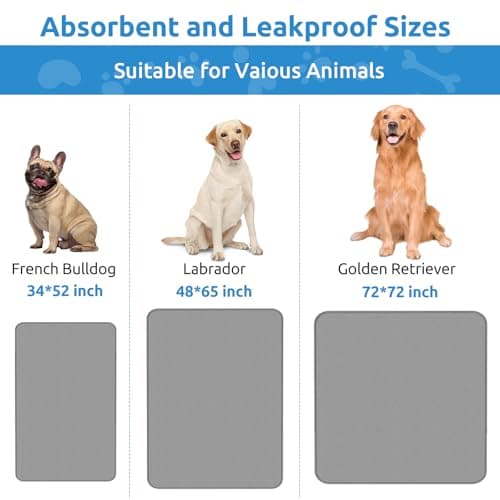 Washable Reusable Dog Pee Pads, 48"x65" Absorbent & Waterproof Puppy Training Pad for Crate, Playpen & Carpet, Large Potty Pads for Dogs, Cats & Small Pets - Thumbnail 2