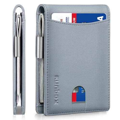 RUNBOX Slim Money Clip Wallets for Men RFID Blocking 11 Card Holder Minimalist Small Leather Bifold Novelty Men's Wallet Front Pocket Gift Box - Image 1