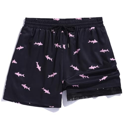 ZAFUL Men's Swim Trunks Lightweight Swim Shorts Mesh Lining Pocket Beach Shorts Board Swimwear Black Shark XL - Image 1