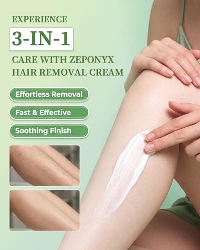 Hair Removal Cream for Women & Men, Gentle & Fast Body Hair Remover, Smooth Skin Finish, Suitable for Legs, Arms, Underarms & Bikini Area, Soothing Formula for Sensitive Skin - Thumbnail 2