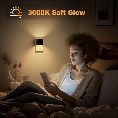 JandCase Night Light, Automatic Night Lights Plug into Wall, 2 Pack Modern Night Lights with Auto Light Sensor, 3000K Brightness Adjustable Nightlight for Kids Bathroom Hallway Kitchen Bedroom Decor - Thumbnail 5