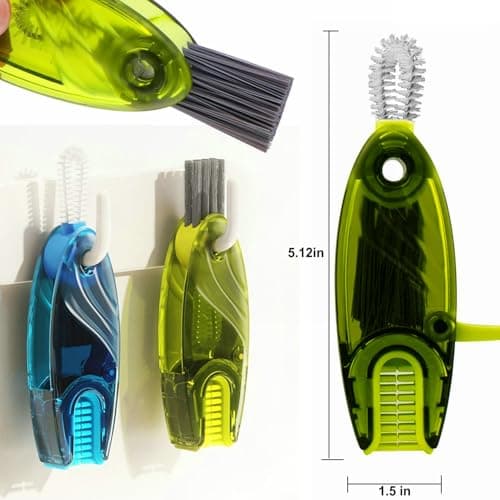 4 in 1 Cup Lid Cleaning Brush Set Multifunctional Bottle Brush Cleaner Tiny Bottle Cup Lid Brush Straw Cleaner Tools Mini Silicone Bottle Cup-Holder Cleaner with Hook Remover Green+Grey - Thumbnail 5
