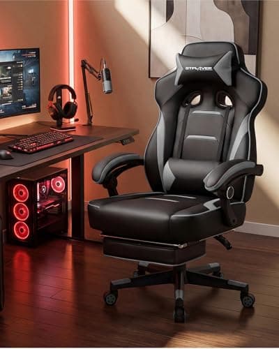 GTPLAYER Gaming Chair for Adults, Big and Tall 350LBS Heavy Duty Office Chair, Ergonomic High Back Lumbar Support and Recliner for Back Pain Relief, Sky Gray - Thumbnail 2