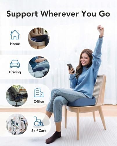 HUANUO Ergonomic Seat Cushion for Office Chair, Extra Large Car Seat Cushion, Tailbone and Back Support, Cooling Gel Enhanced, 4-Zone Pressure Relief Chair Cushions for Office, Car, Wheelchair - Thumbnail 6